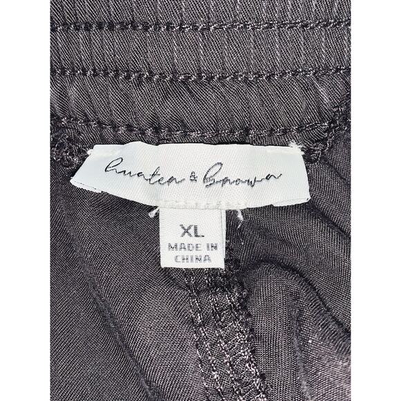 XL Hunter & Brown Pants Womens Flowy Black Elastic Pull On 3 Leg Patch Pockets - Picture 10 of 13
